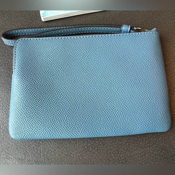 Coach Zip Leather Wristlet - Light Mist Color - Picture 3 of 7